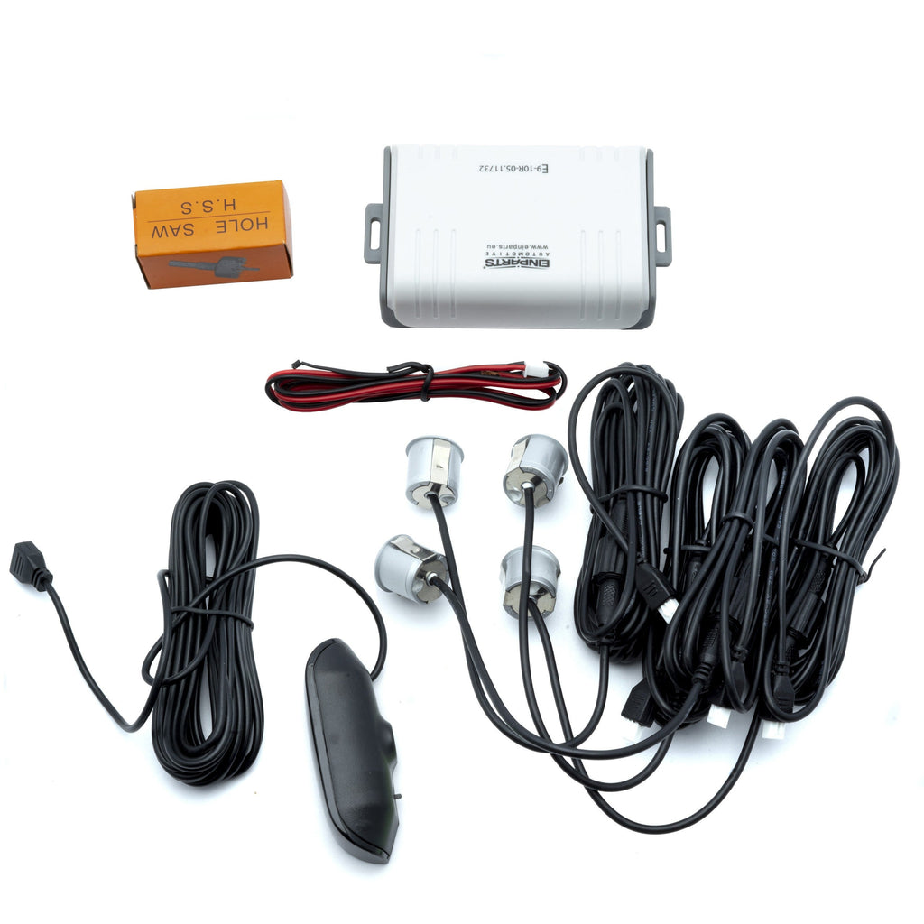 Parkeringssensor med display – Silver – ultraljudssensor – 4 sensorer – 4x 2,5 m