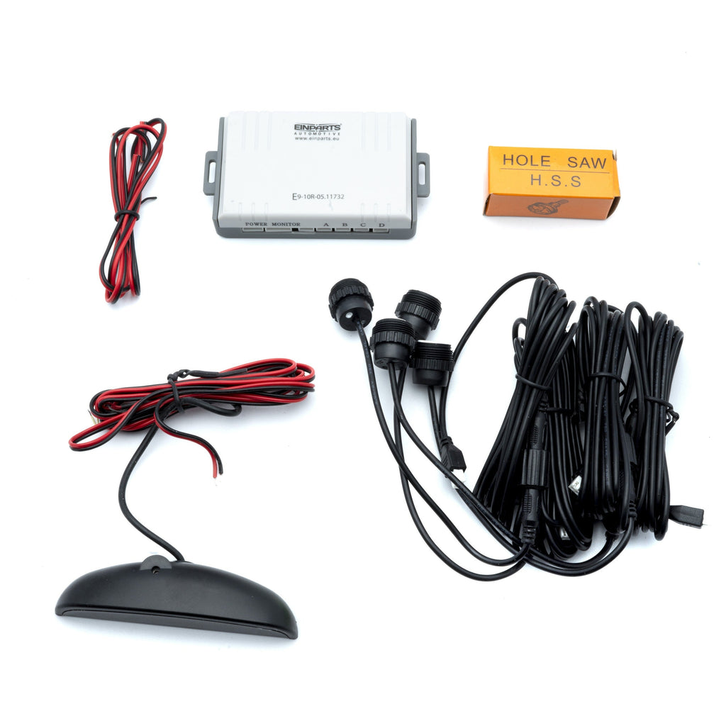 Parkeringssensor med display – Vit – ultraljudssensor – 4 sensorer – 4x 2,5 m