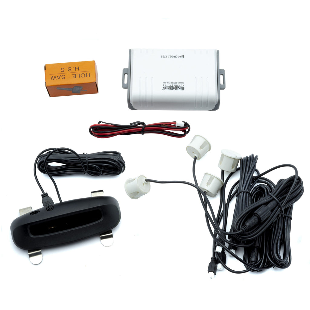 Parkeringssensor med display – Pärlvit – ultraljudssensor – 4 sensorer