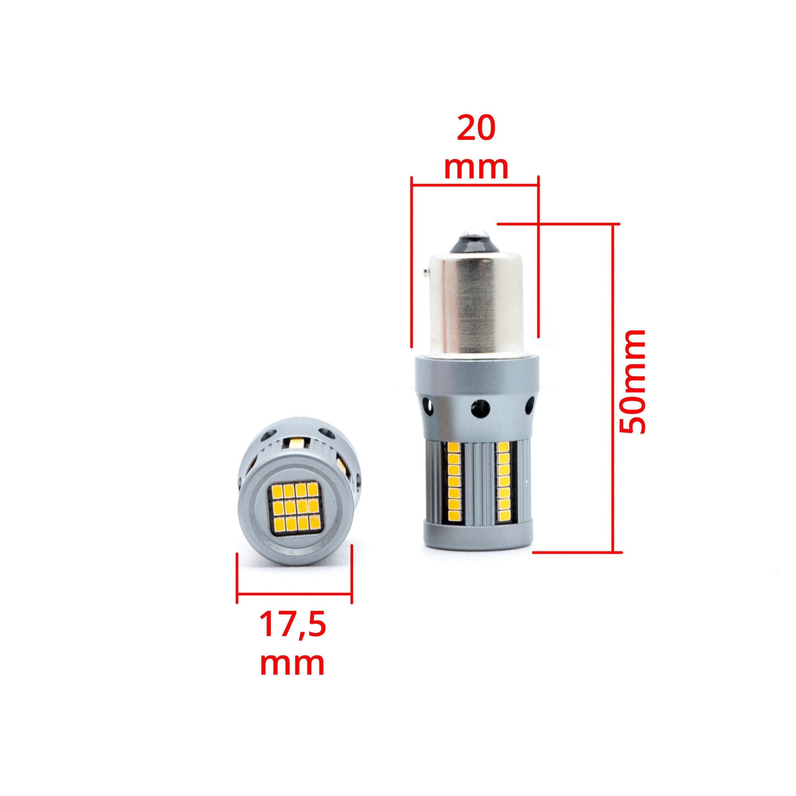 LED-lampa för bil – PY21W – BAU15S – 1700–1800K (Orange) – 66 LED – SMD 2016