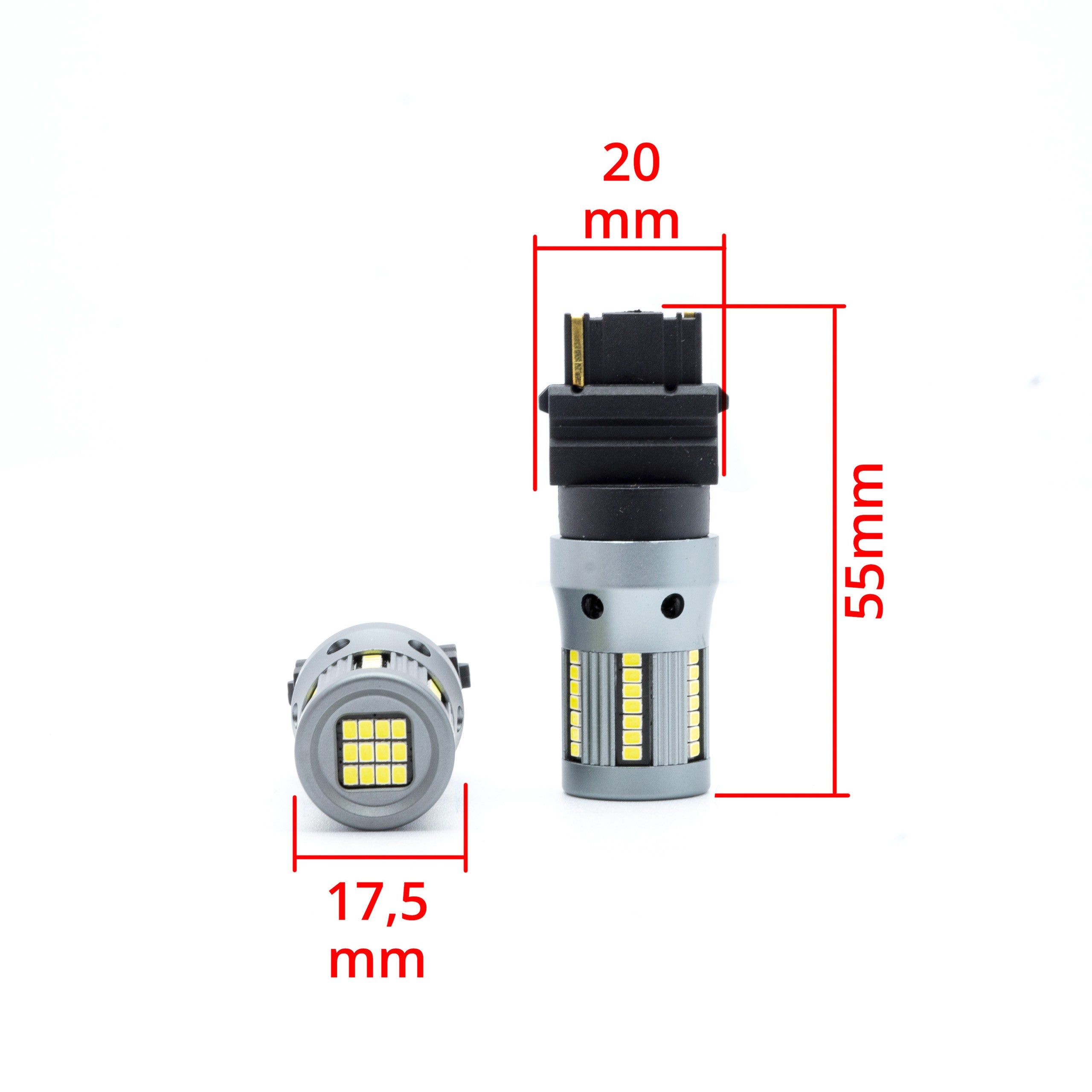 LED-lampa för bil – P27W – W2,1x9,5d,5x16q – 6000K – 66 LED – SMD 2016 – 2-pack