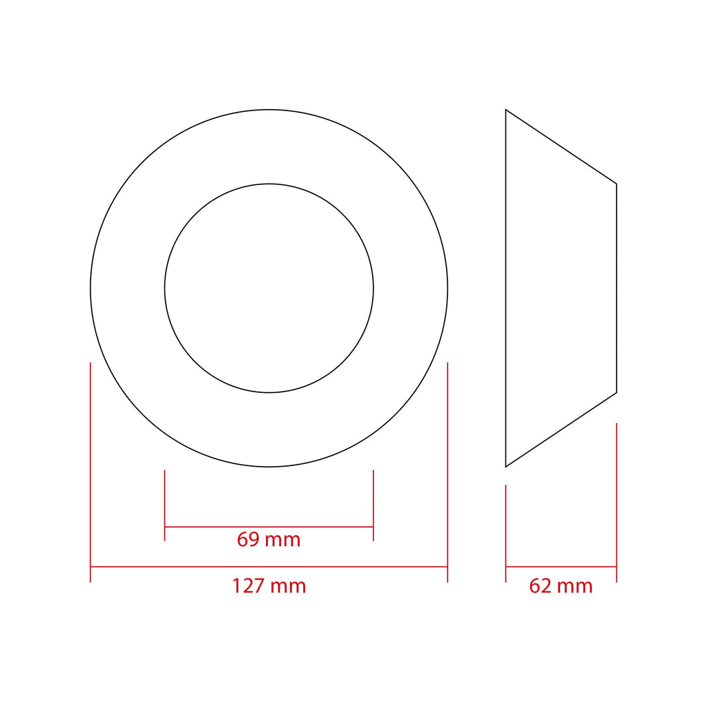 LED-projektorlins för strålkastare – 127 mm – 127 × 62 mm