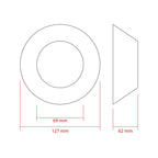 LED-projektorlins för strålkastare – 127 mm – 127 × 62 mm