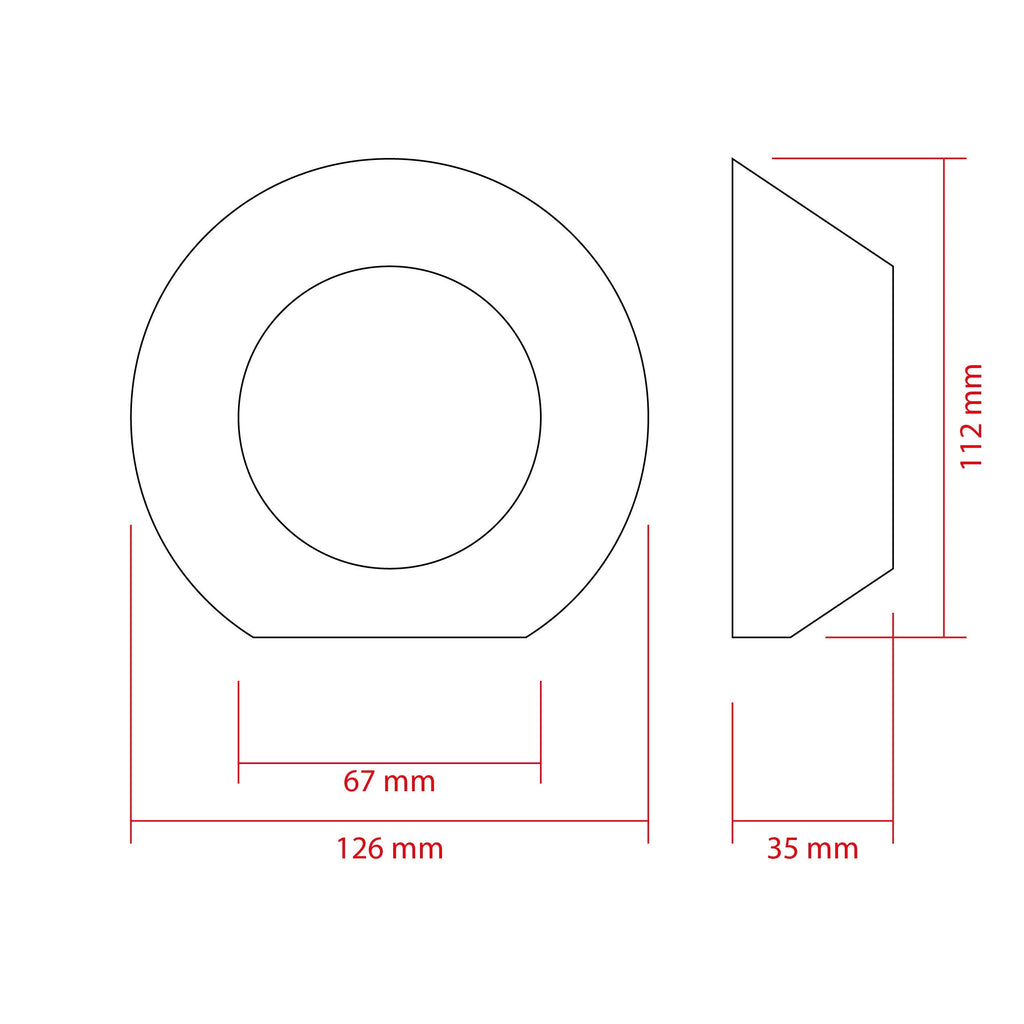 LED-projektorlins för strålkastare – 126 mm – 126 × 35 mm