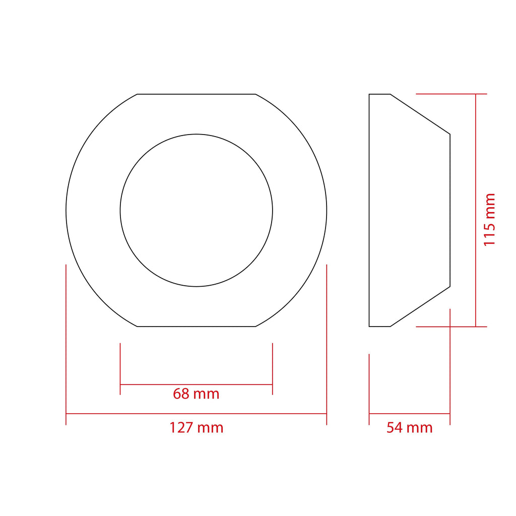 LED-projektorlins för strålkastare – 127 mm – 127 × 54 mm