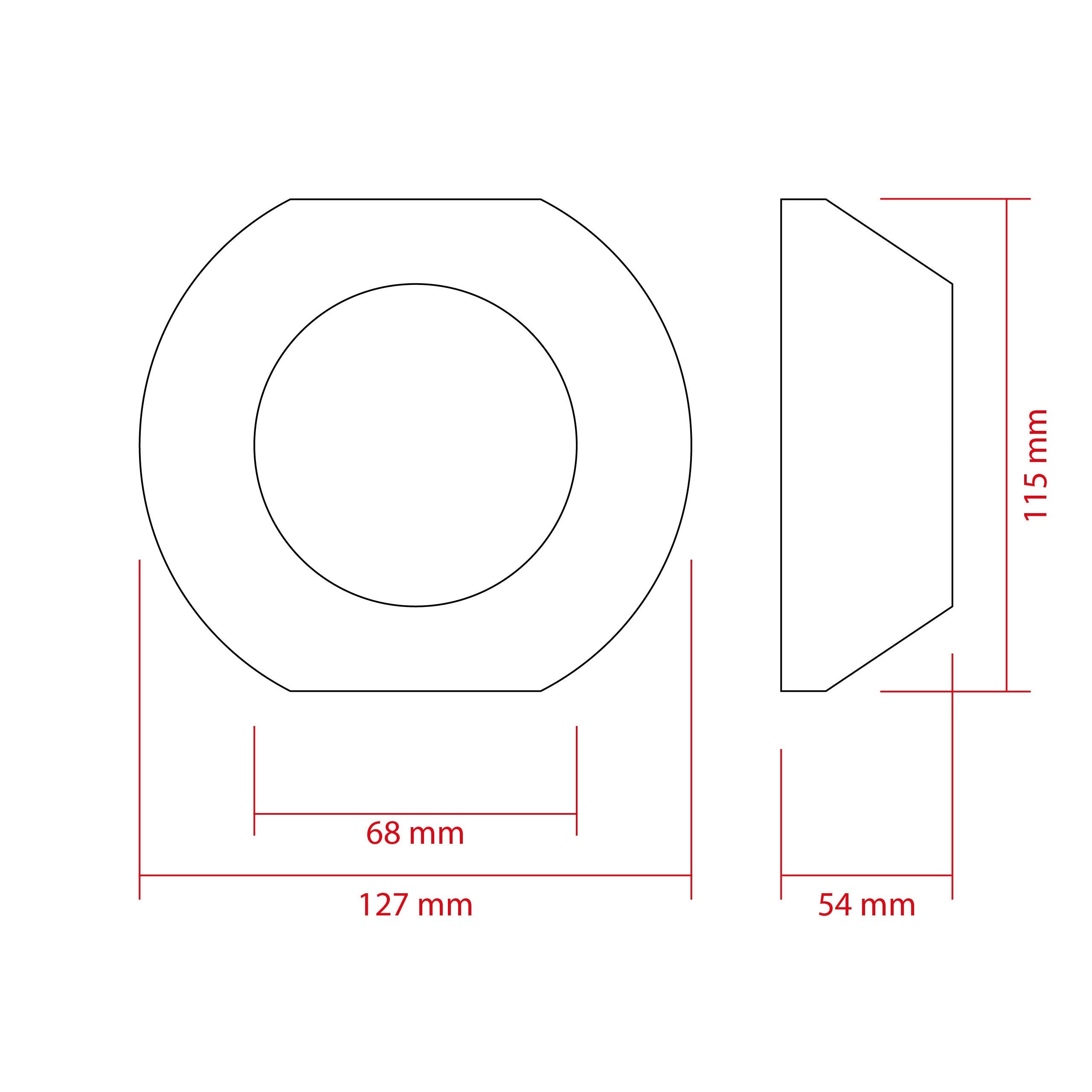 LED-projektorlins för strålkastare – 127 mm – 127 × 54 mm