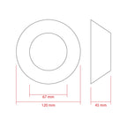 LED-projektorlins för strålkastare – 120 mm – 120 × 45 mm