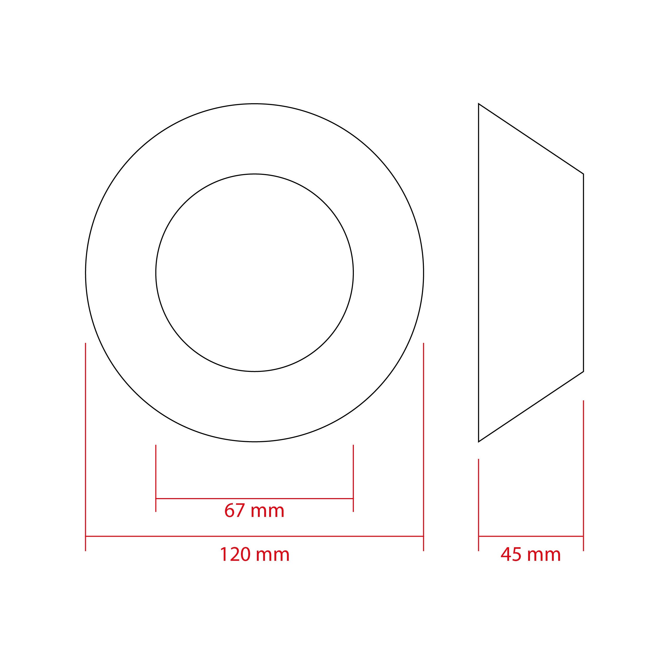 LED-projektorlins för strålkastare – 120 mm – 120 × 45 mm