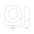 LED-projektorlins för strålkastare – 130 mm – 130 × 48 mm