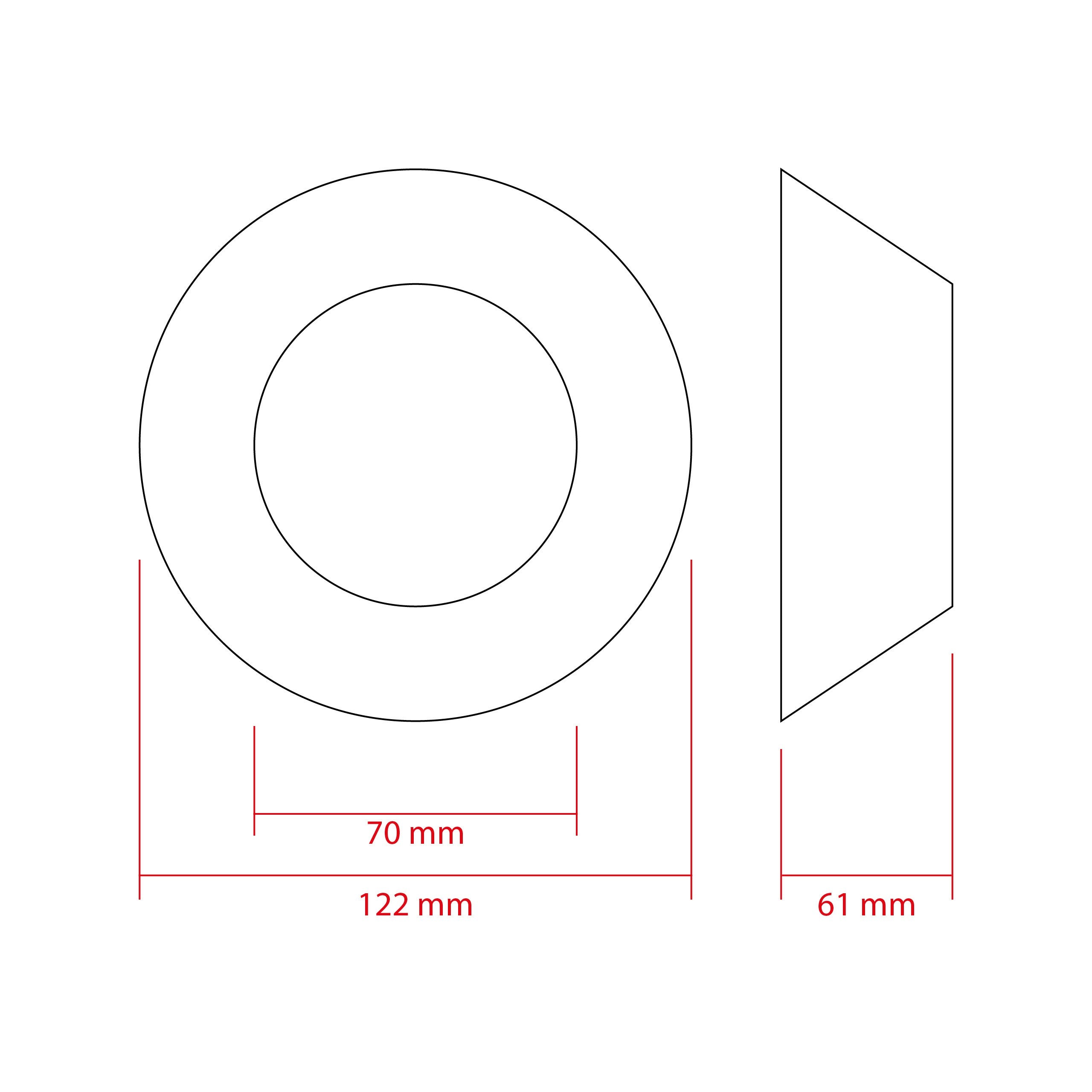 LED-projektorlins för strålkastare – 122 mm – 122 × 61 mm