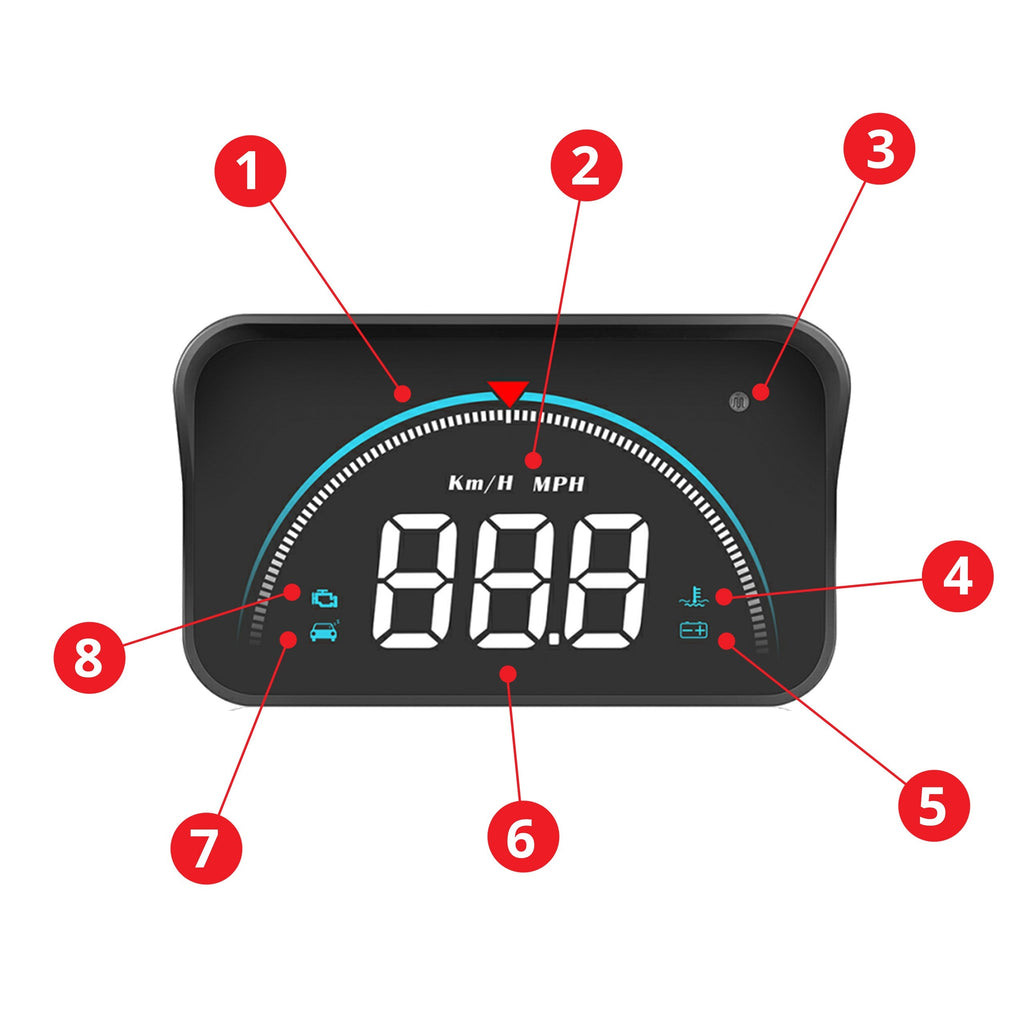Head-up-display – 9V - 16V – 90 mm