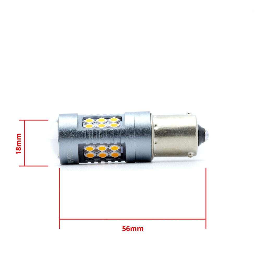 LED-lampa för bil – PY21W – BAU15S – 1700–1800K (Orange) – 24 LED – SMD 3030