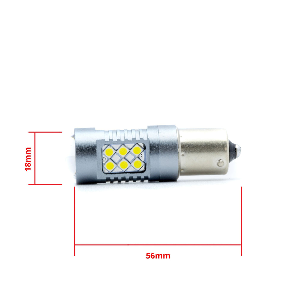 LED-lampa för bil – P21W – BA15S – 6000K – 24 LED – SMD 3030 – 2-pack