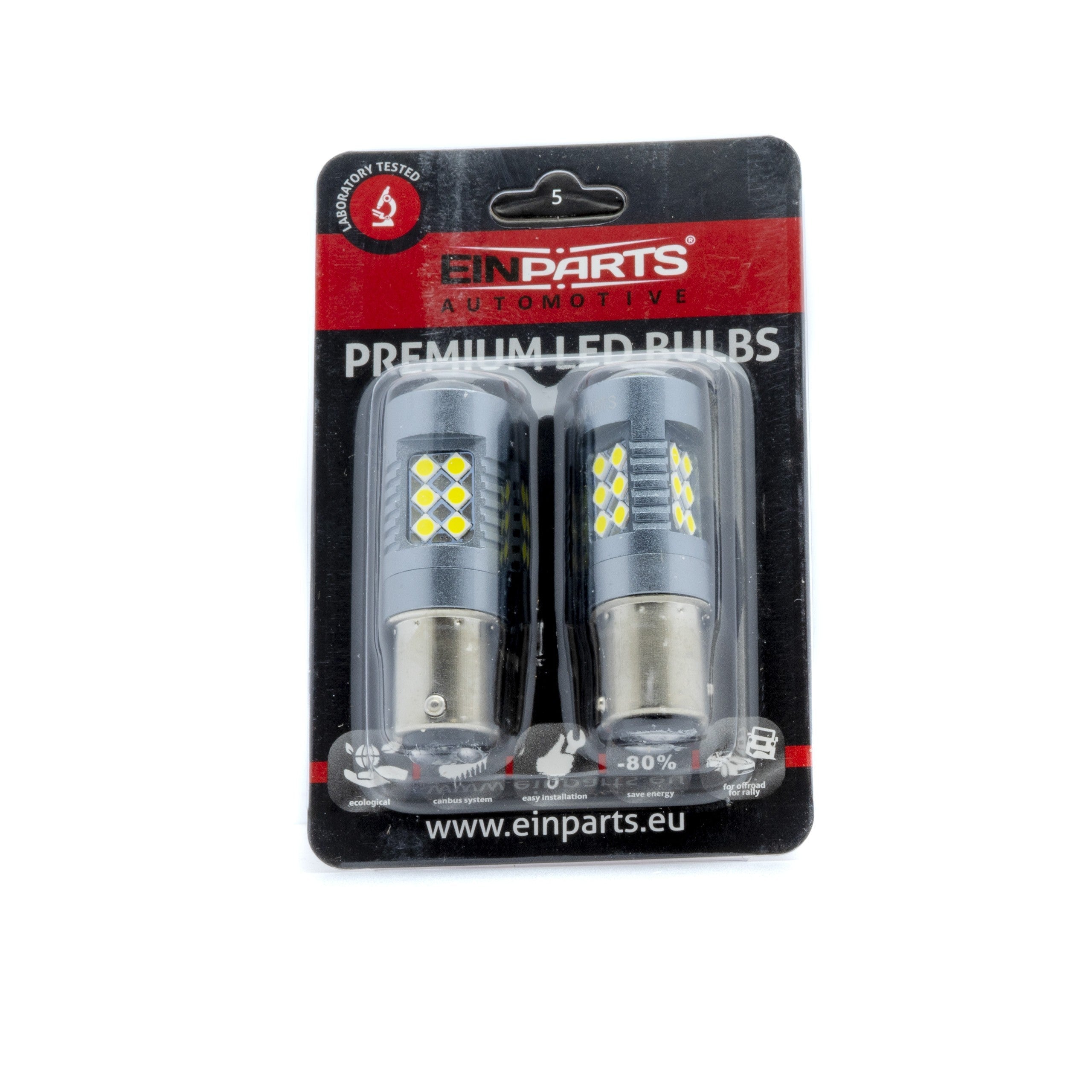 LED-lampa för bil – P21/5W – BAY15d – 6000K – 24 LED – SMD 3030 – 2-pack