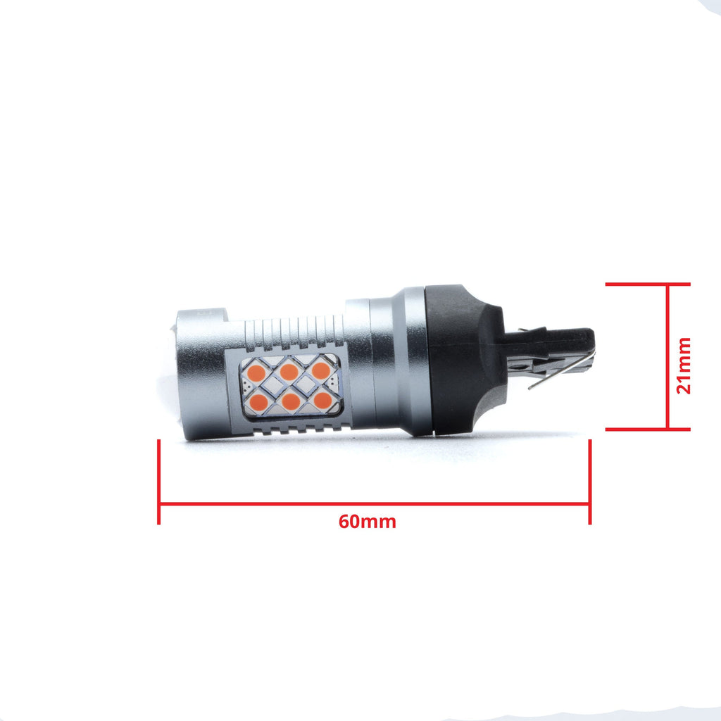 LED-lampa för bil – W21W – W3X16D – 1000–1500K (Röd) – 24 LED – SMD 3030