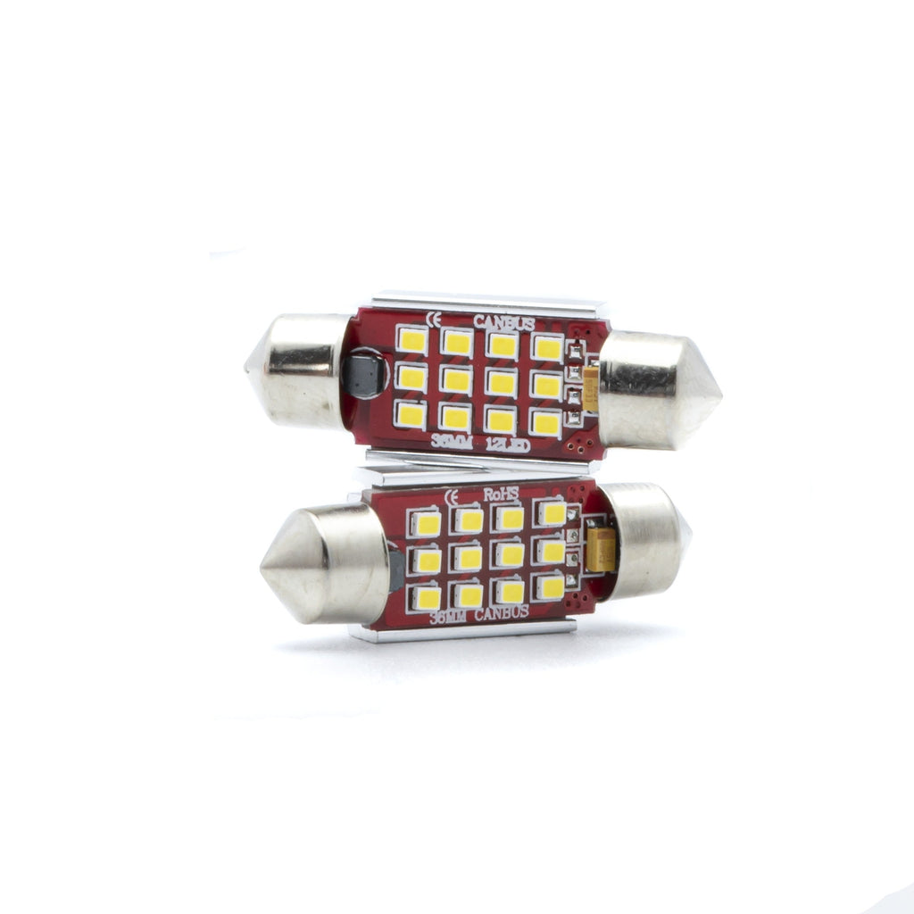 LED-lampa för bil – C5W – SV8.5–8 – 6000K – 12 LED – SMD – 36 mm – 2-pack