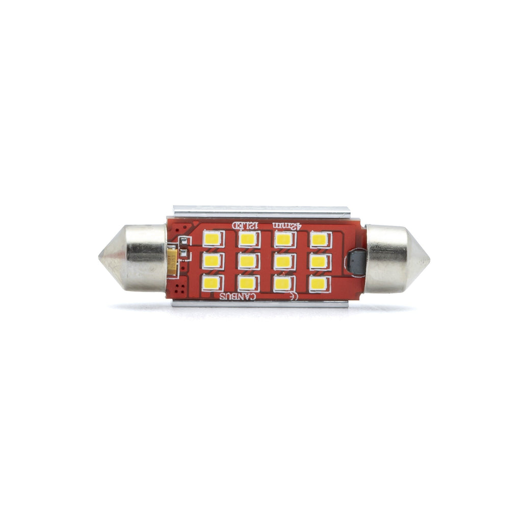LED-lampa för bil – C5W – SV8.5–8 – 6000K – 12 LED – SMD 2016 – 2-pack