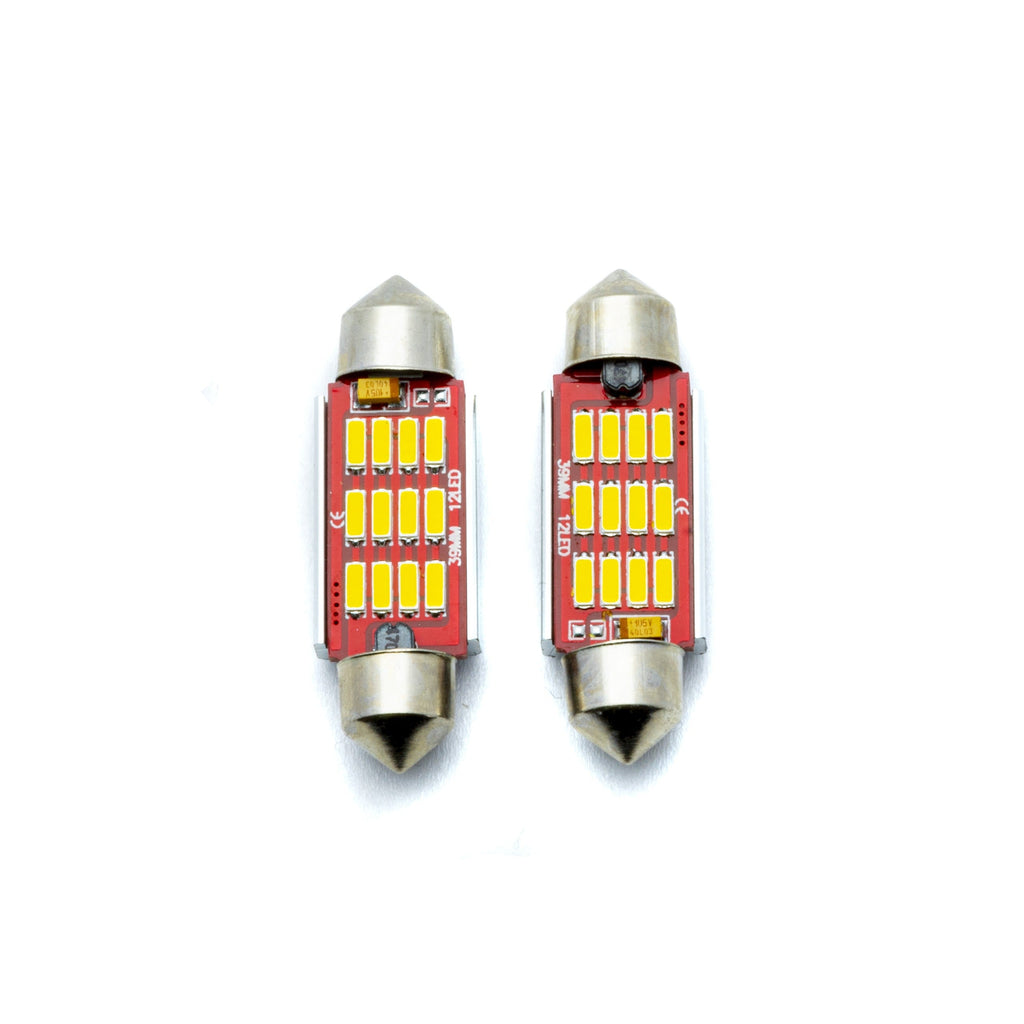 LED-lampa för bil – C5W – SV8.5–8 – 5000K – 12 LED – SMD 4014 – 39 mm – 2-pack