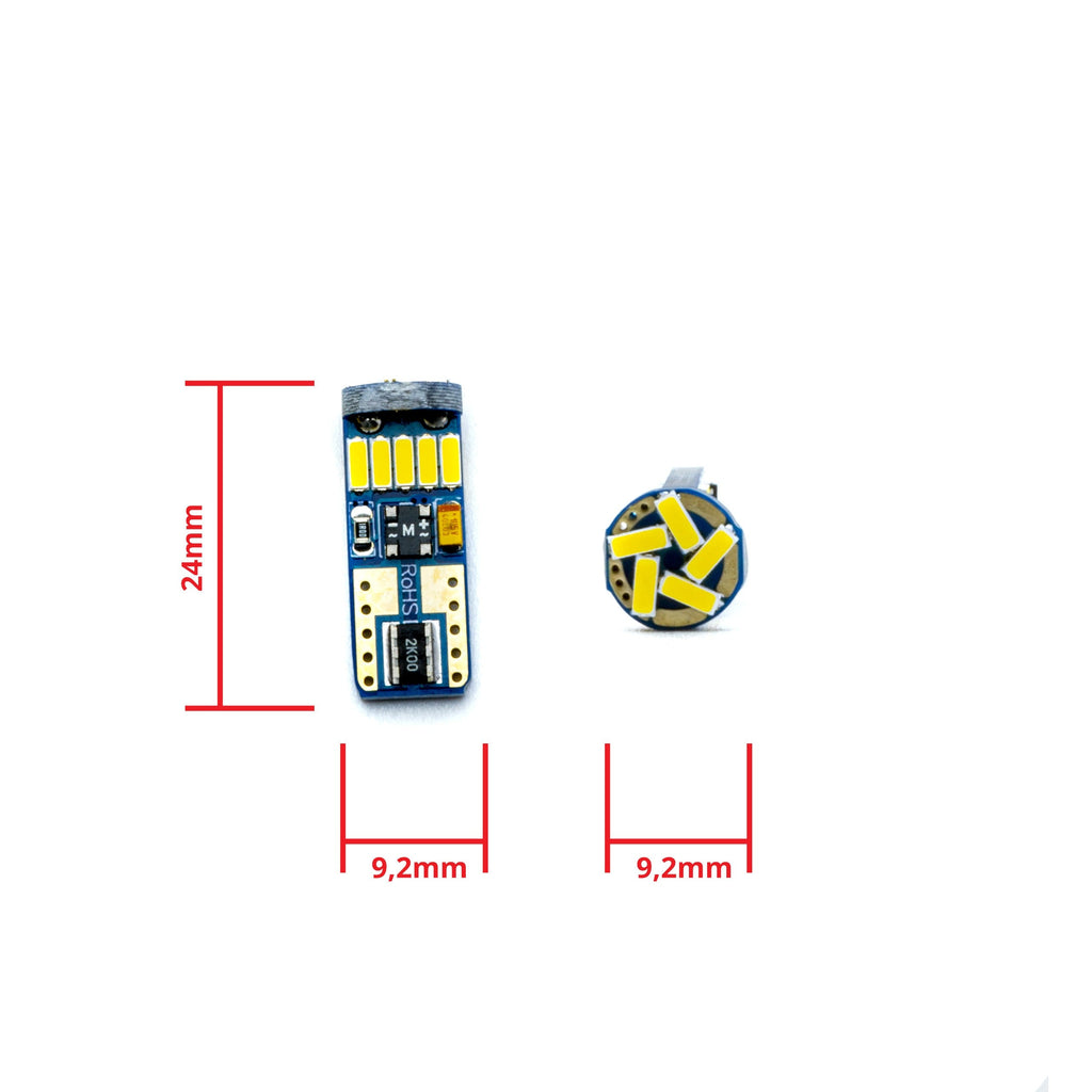 LED-lampa för bil – W5W – W2,1x9,5d – 5000K – 15 LED – SMD 4014 – 24 mm – 2-pack