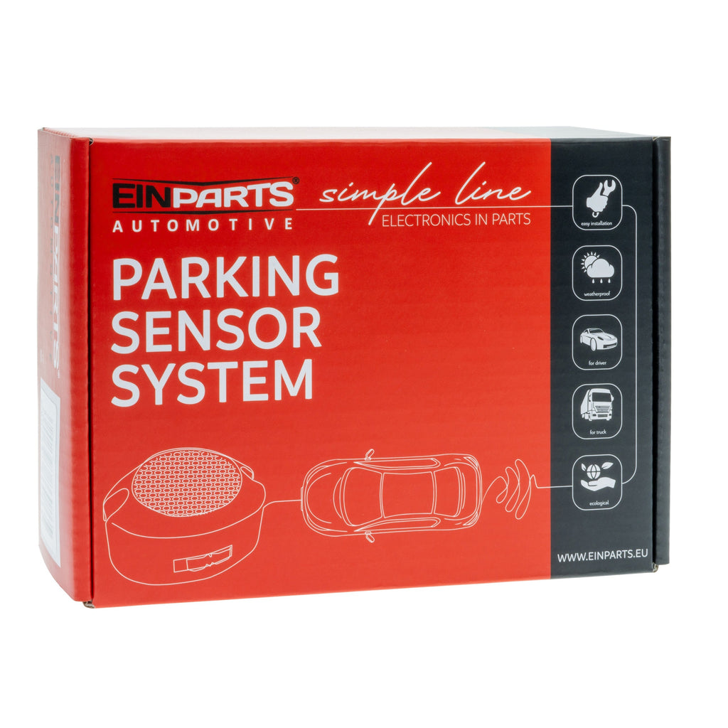 Parkeringssensor med summer – Silver – ultraljudssensor – 4 sensorer – 4x 2,5 m