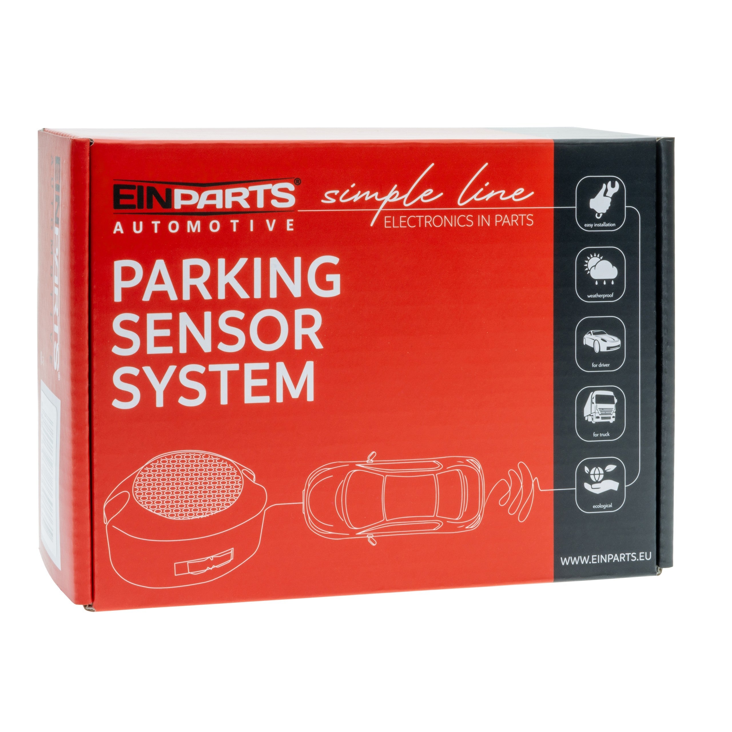 Parkeringssensor med summer – Silver – ultraljudssensor – 4 sensorer – 4x 2,5 m