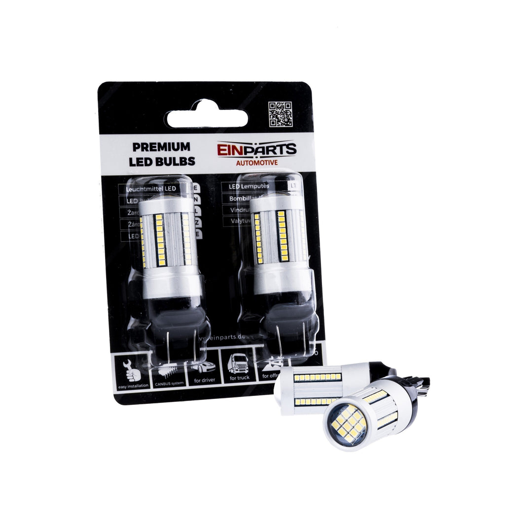 LED-lampa för bil – W2,1x9,5d1/5W – W3x16q – 6000K – 66 LED – SMD 2016 – 2-pack