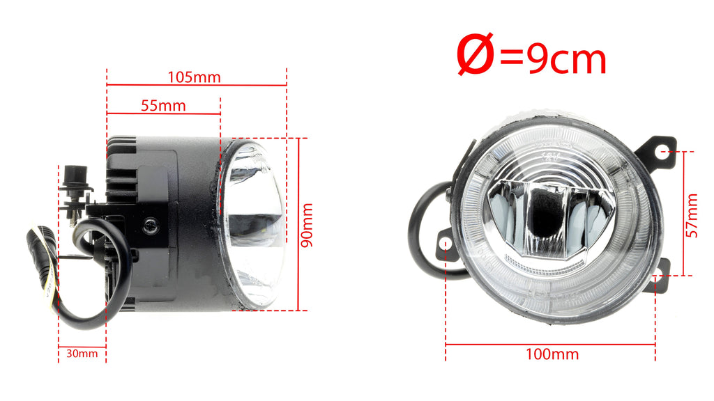 DRL- och dimljus – 6000K – 10 W – 9V - 16V