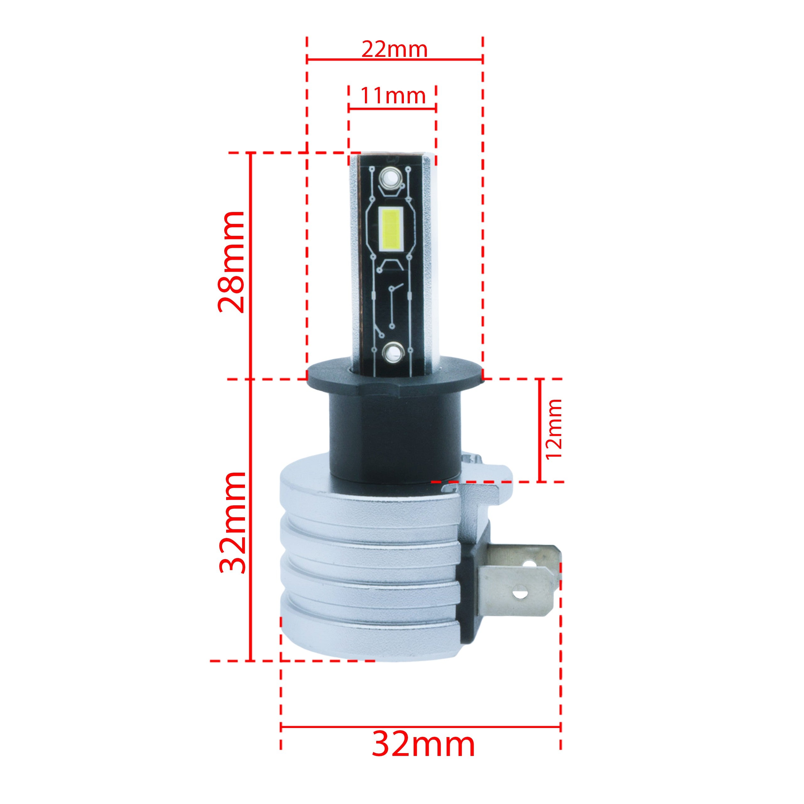 LED-konverteringssats – H3 – 6500K – 9V - 16V – 2-pack