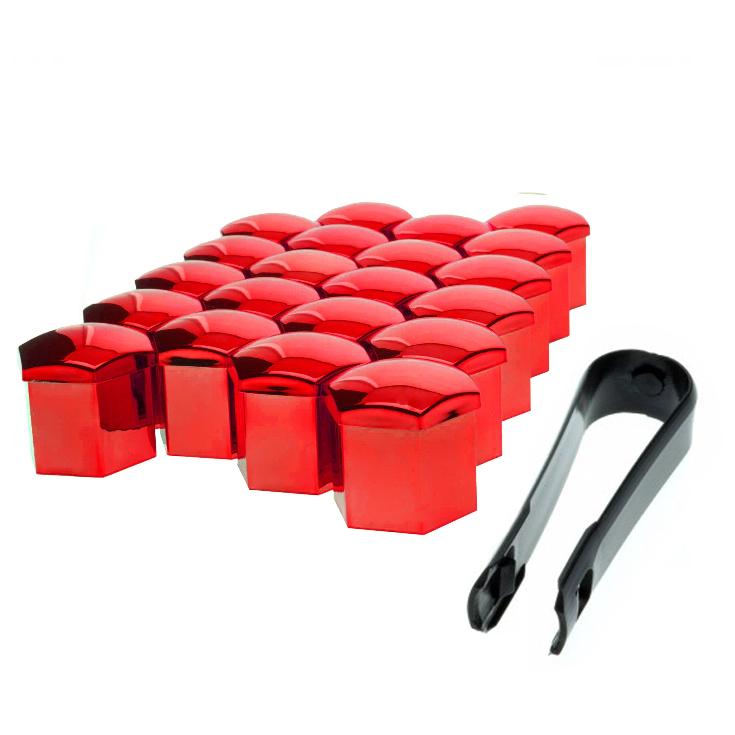 Hjulmutterskydd – Röd (metallic) – Plast – 20-pack – 18 mm mm