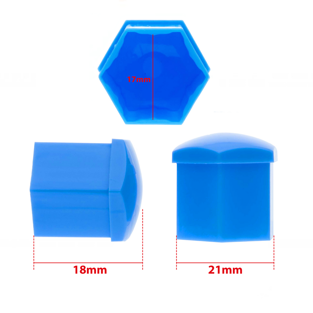 Hjulmutterskydd – Blå – Plast – 20-pack – 18 mm mm