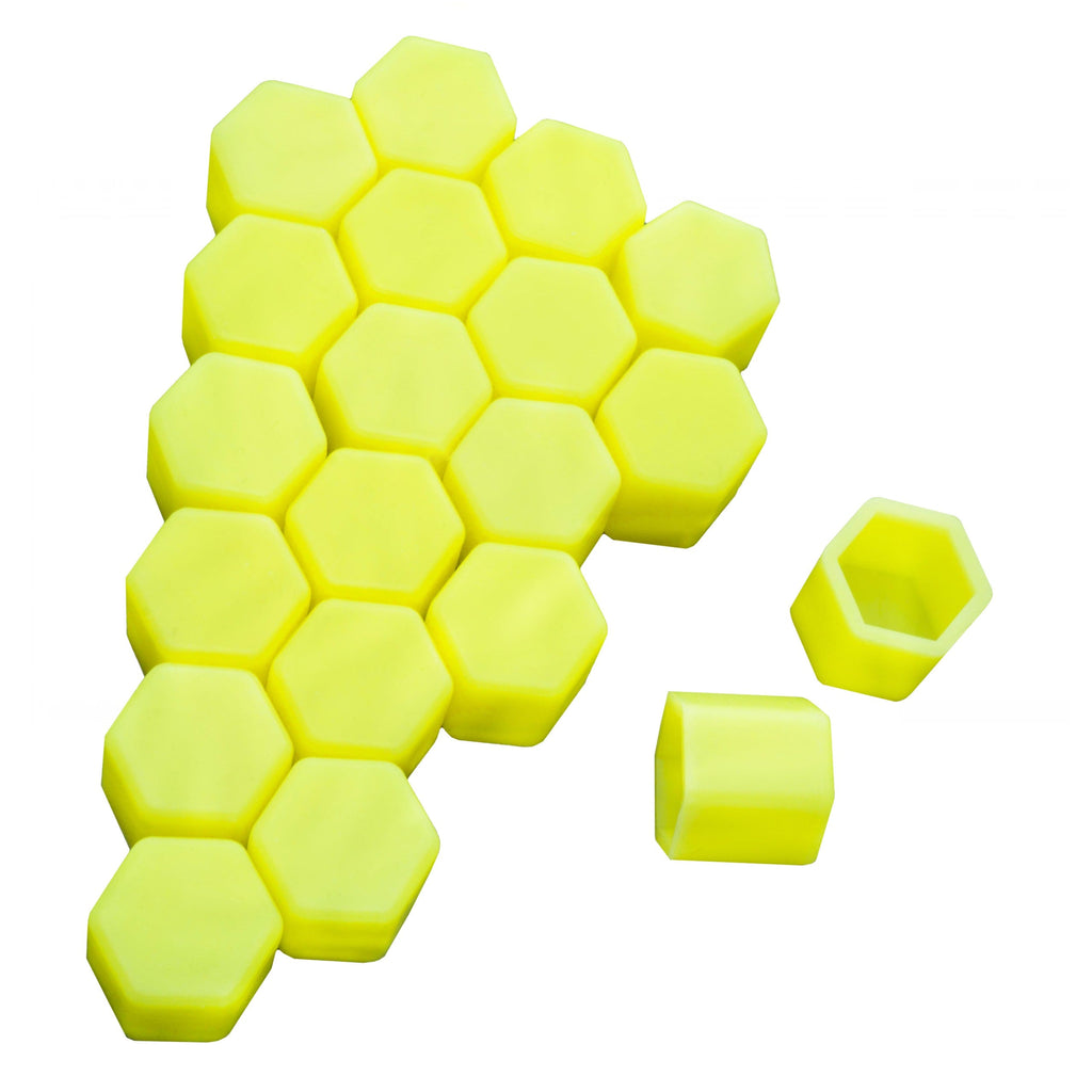 Hjulmutterskydd – Gul – Silikon – 20-pack – 19 mm
