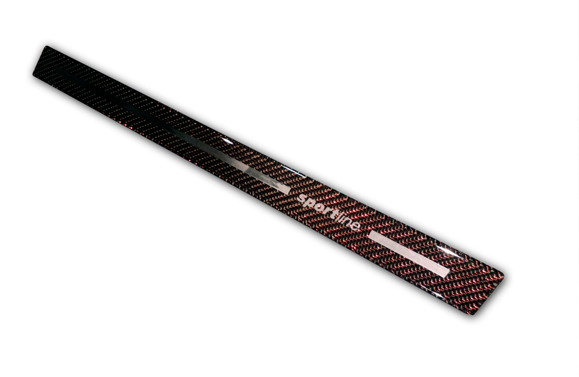 3D-kolfiber universella tröskelskydd Sportline s/r röd (2delar per set) – Svart & Röd Kolfiber | AVISA - Carlevel AB - Tröskelskydd