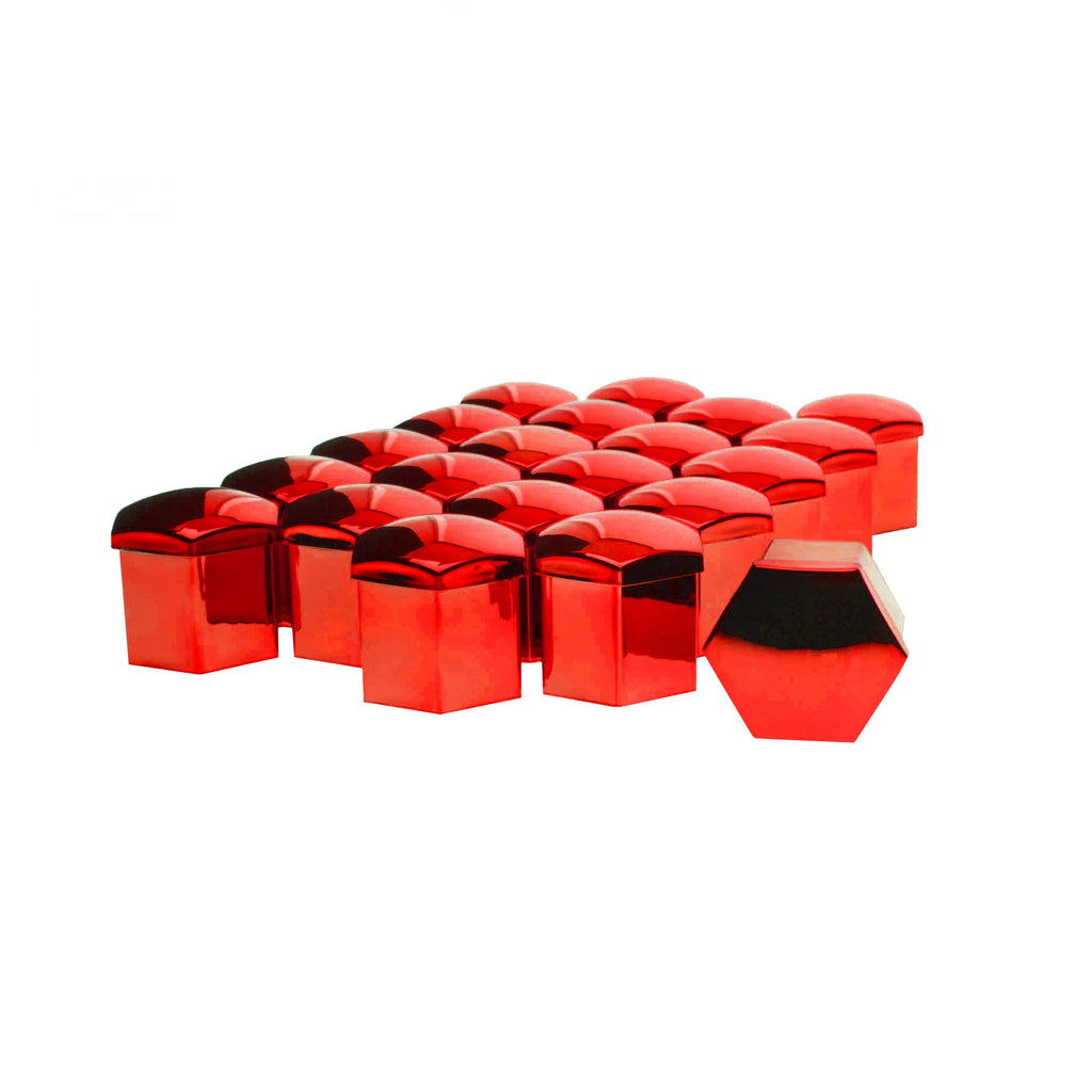 Hjulmutterskydd – Röd (metallic) – Plast – 20-pack – 18 mm mm