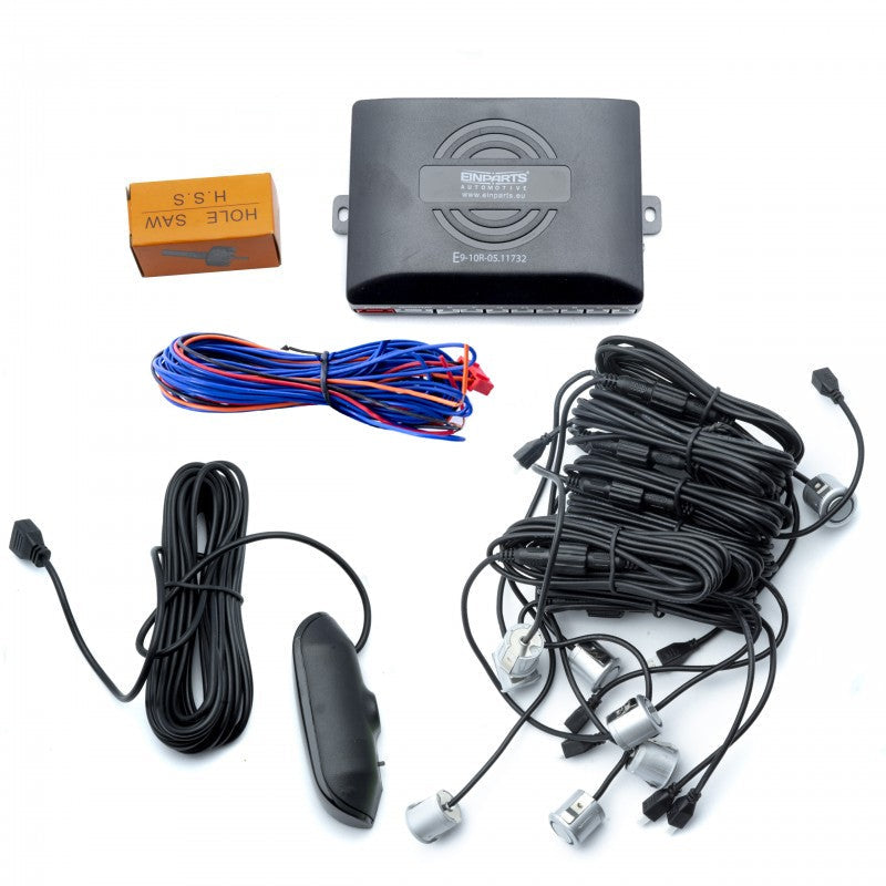 Parkeringssensor med display – Silver – ultraljudssensor – 8 sensorer