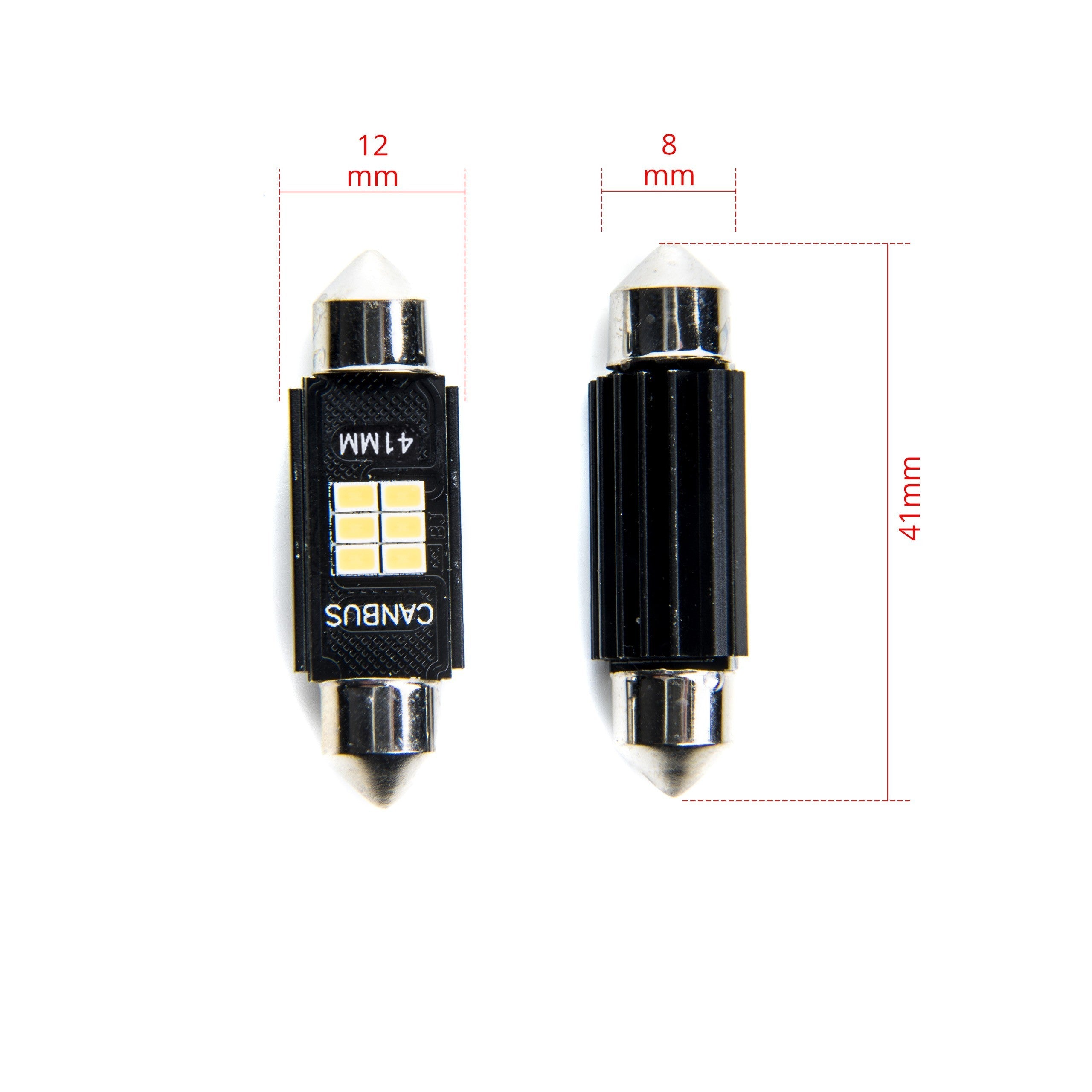 LED-lampa för bil – C5W/ C10W – SV8.5–8 – 5000K – 6 LED – SMD 2016 – 2-pack