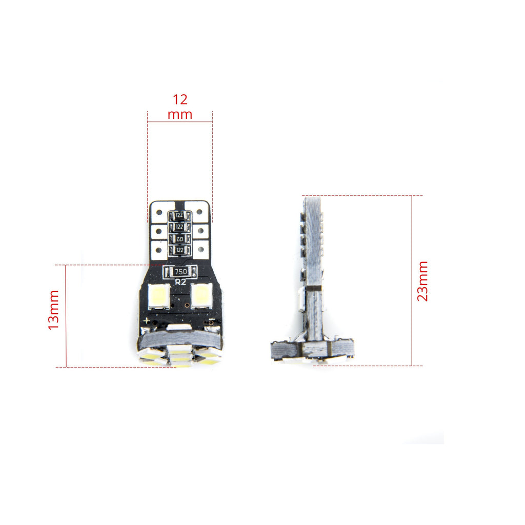 LED-lampa för bil – W5W – W2,1x9,5d – 6000K – 13 LED – SMD 2835 – 2-pack