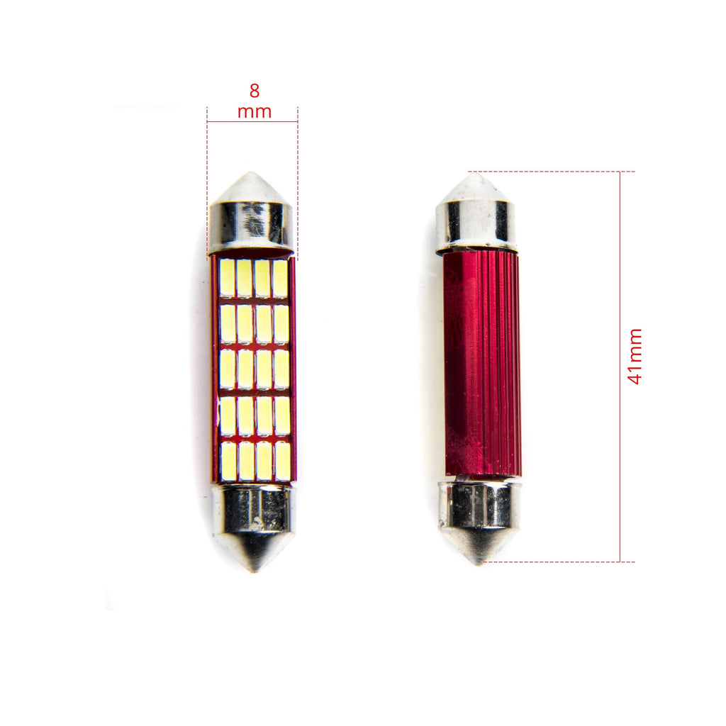 LED-lampa för bil – C5W/ C10W – SV8.5–8 – 6000K – 20 LED – SMD 4014 – 2-pack