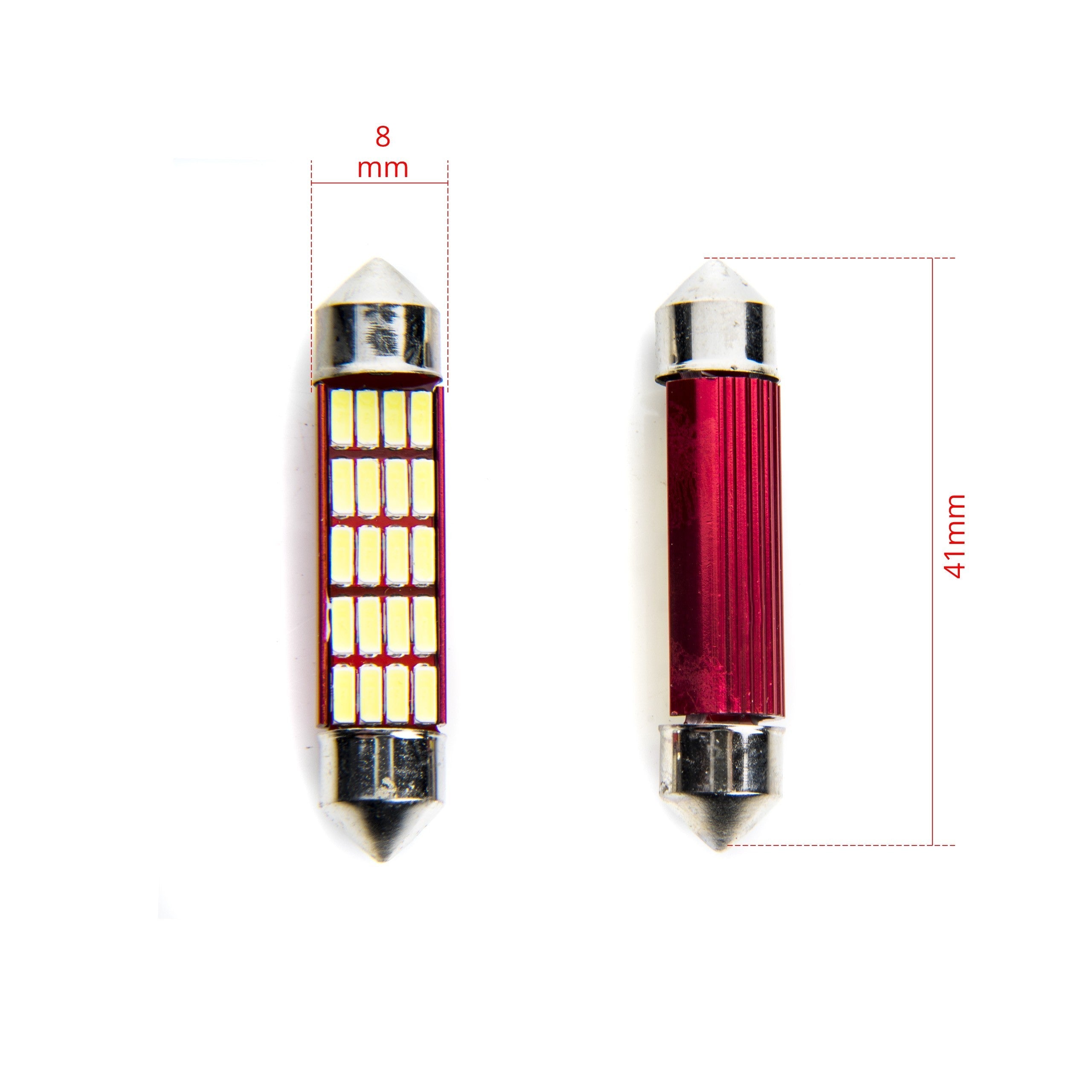 LED-lampa för bil – C5W/ C10W – SV8.5–8 – 6000K – 20 LED – SMD 4014 – 2-pack