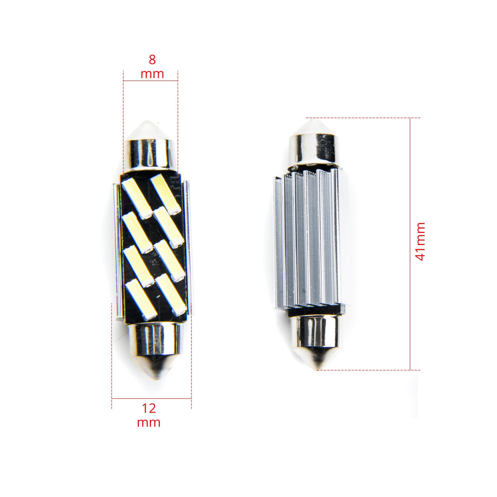 LED-lampa för bil – C5W/ C10W – SV8.5–8 – 6000K – 8 LED – SMD 7020 – 2-pack