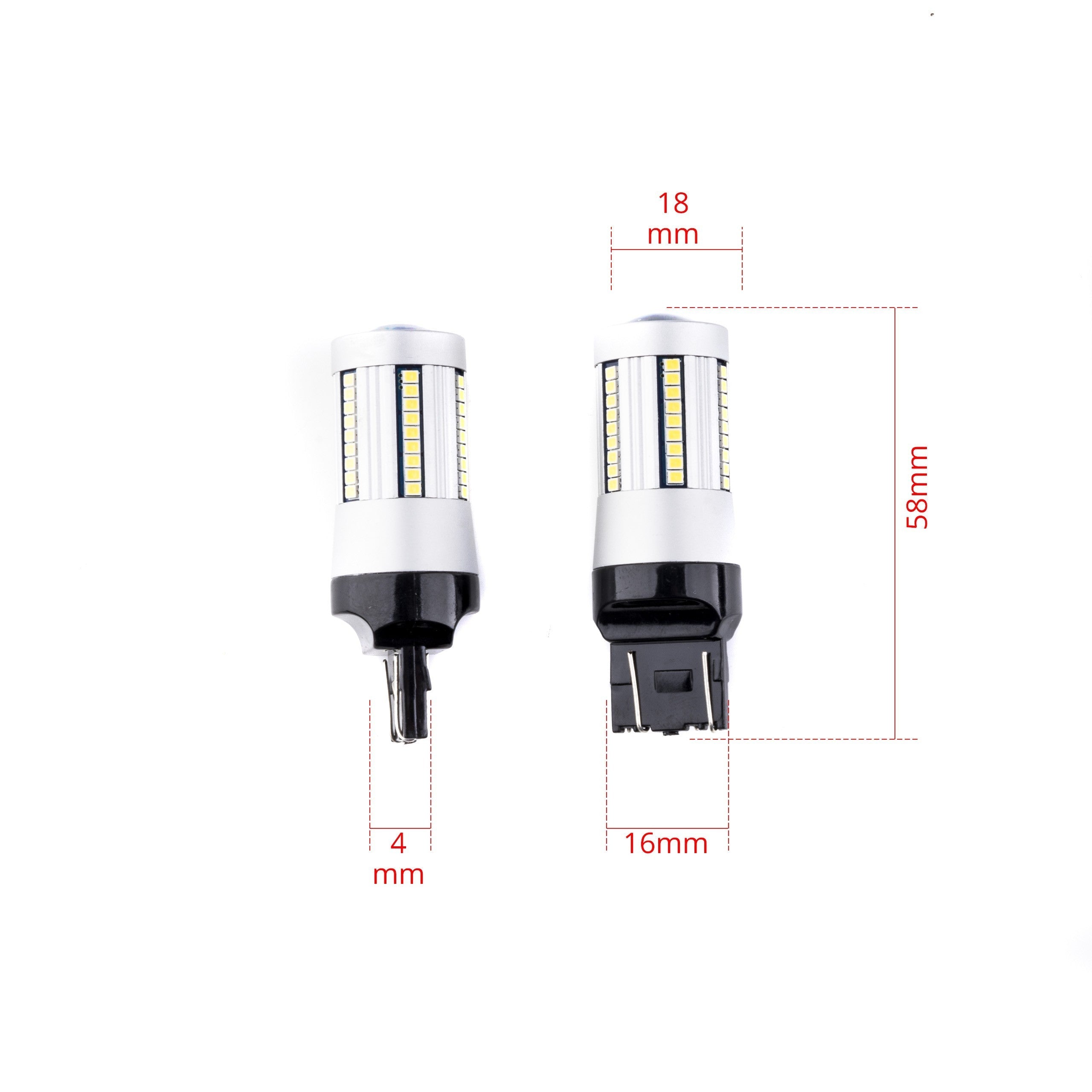LED-lampa för bil – W2,1x9,5d1/5W – W3x16q – 6000K – 66 LED – SMD 2016 – 2-pack