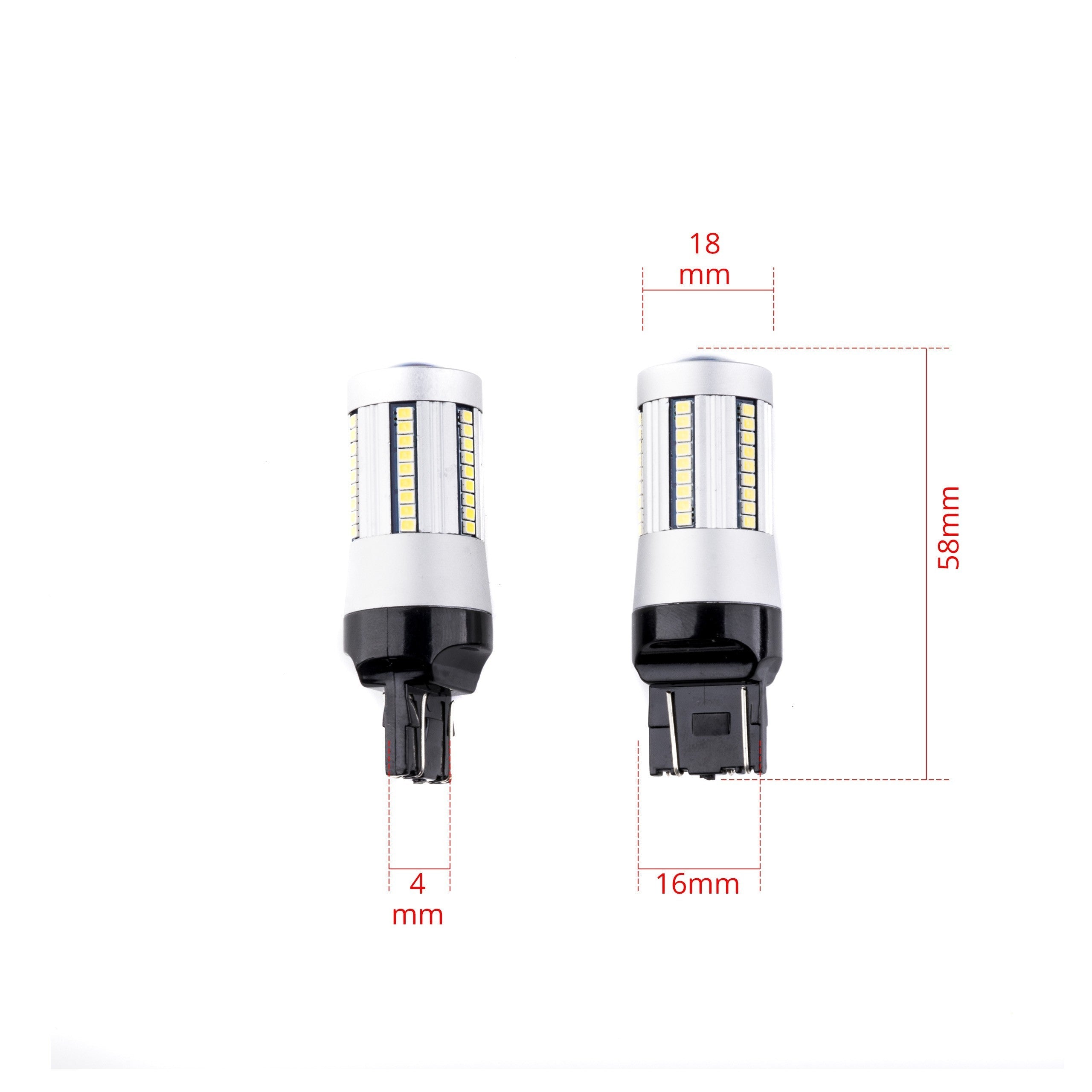 LED-lampa för bil – W2,1x9,5d1/5W – W3x16q – 6000K – 66 LED – SMD 2016 – 2-pack