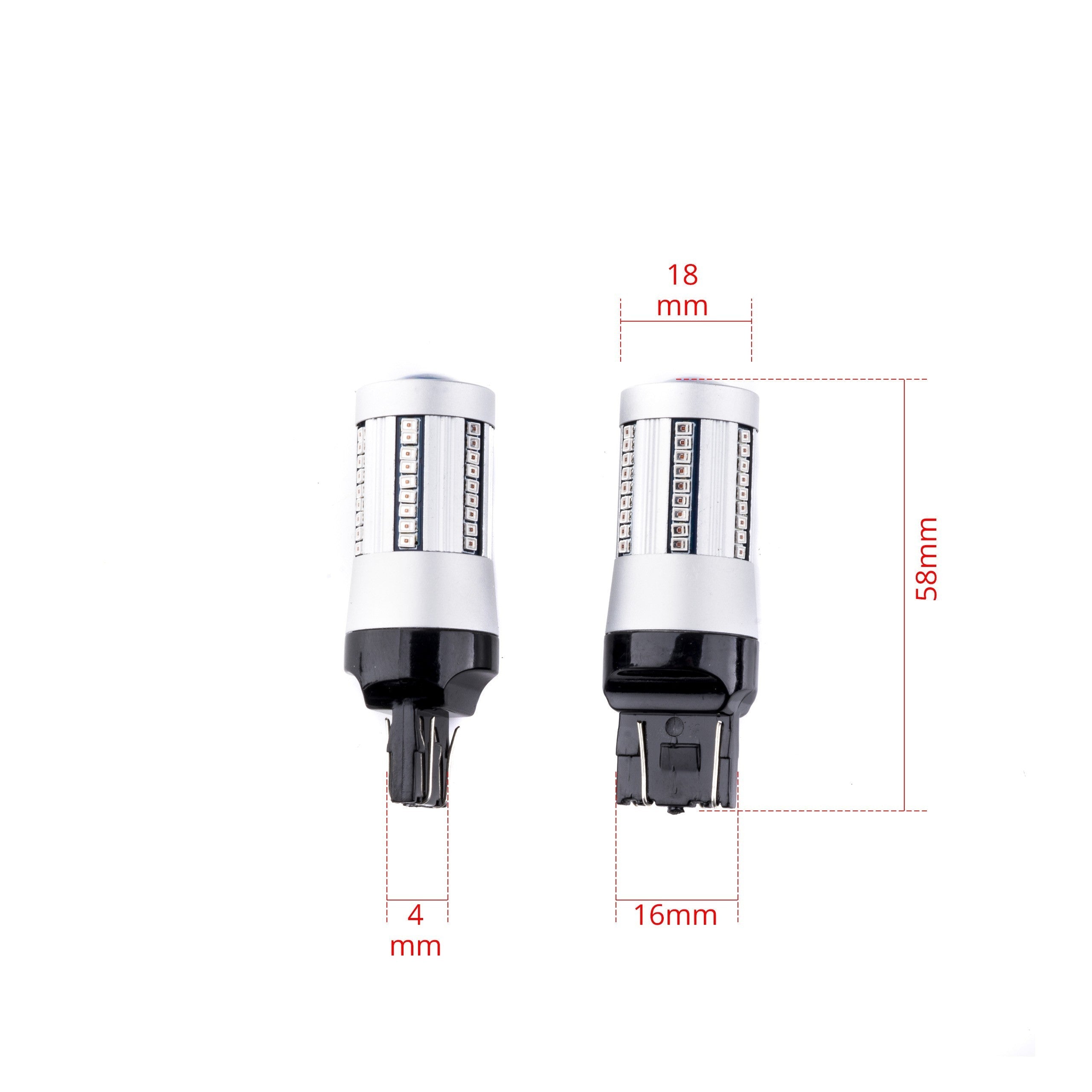 LED-lampa för bil – W2,1x9,5d1/5W – W3x16q – 1000–1500K (Röd) – 66 LED