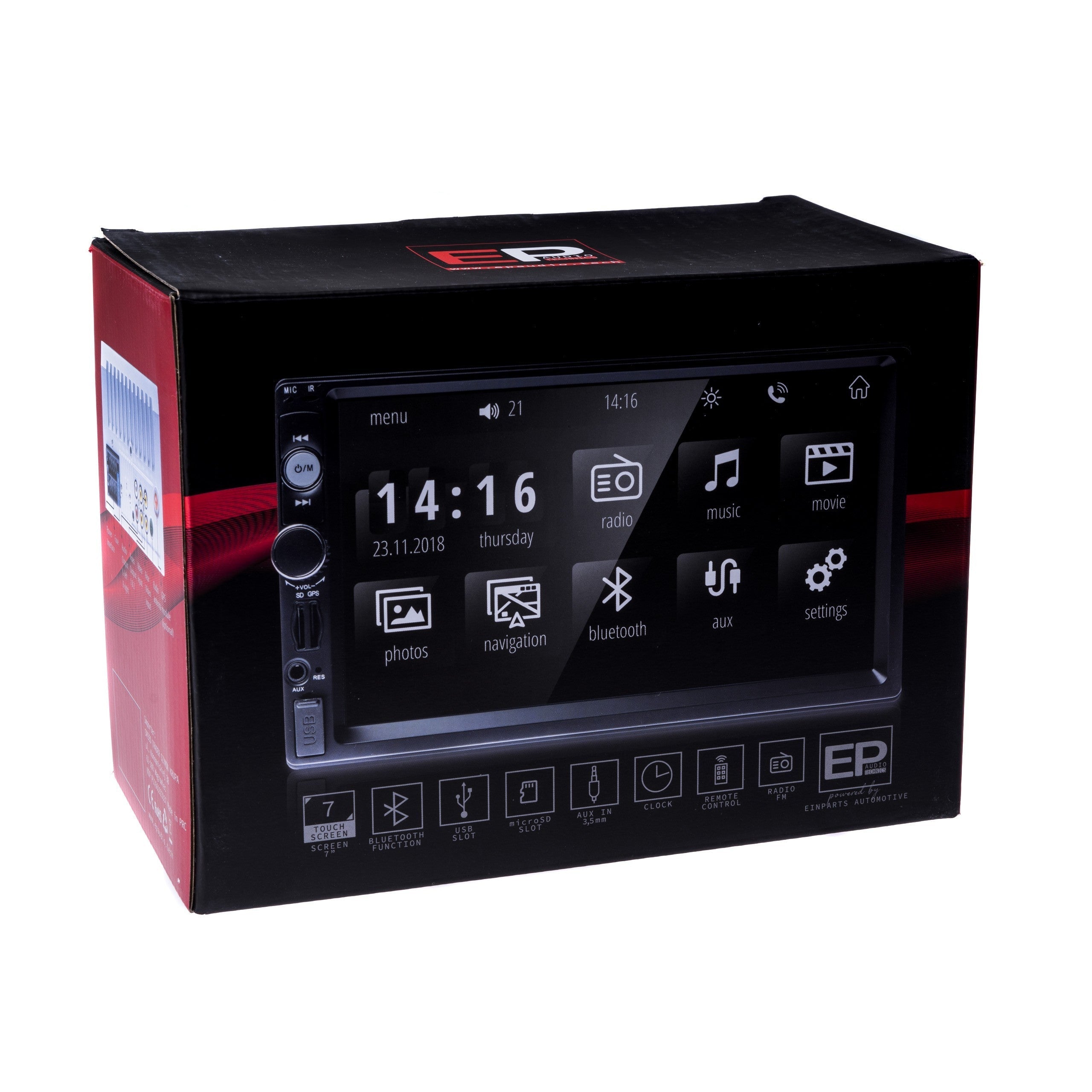 2-DIN-bilstereo – Svart – 60 W – 9V - 16V – 180 mm