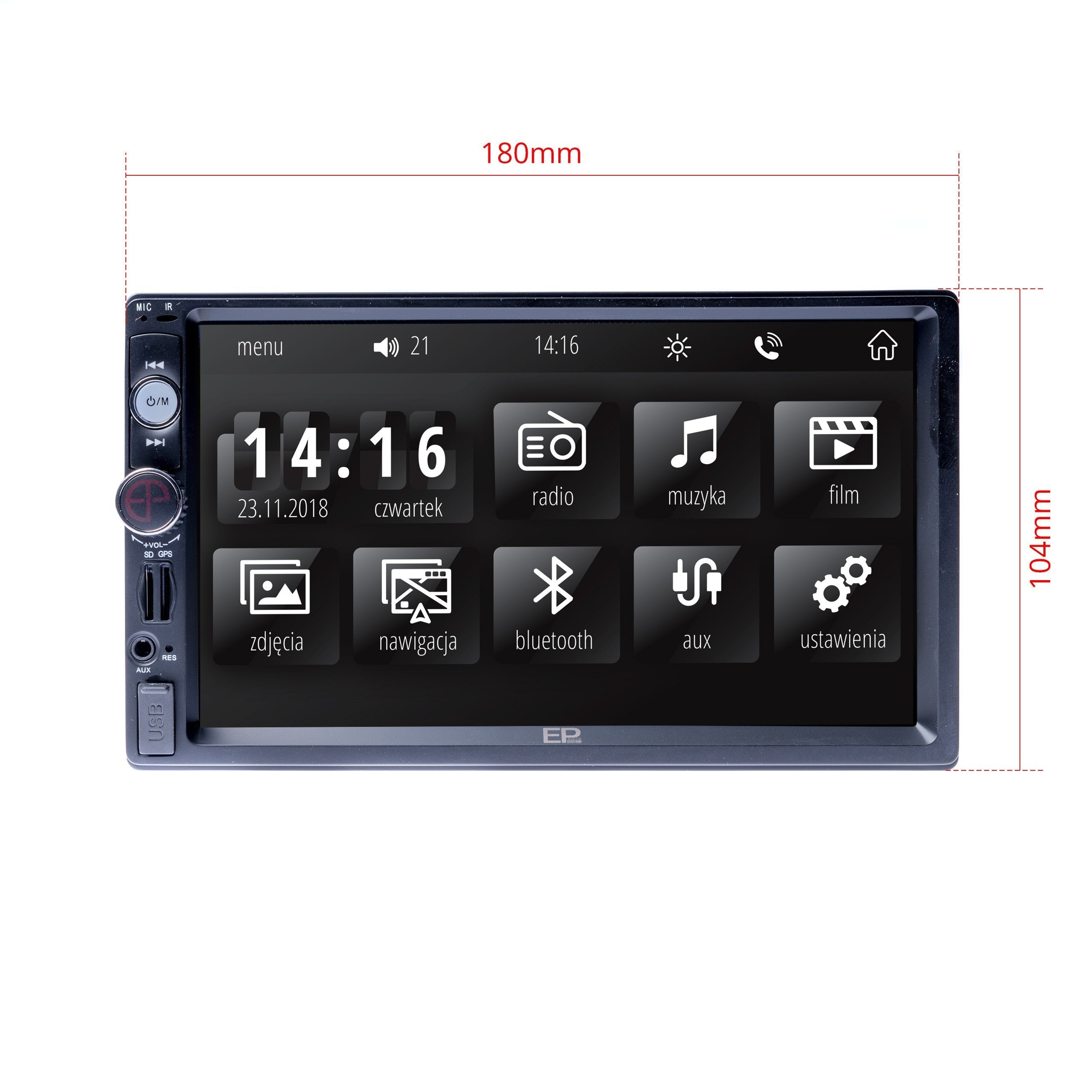 2-DIN-bilstereo – Svart – 9V - 16V