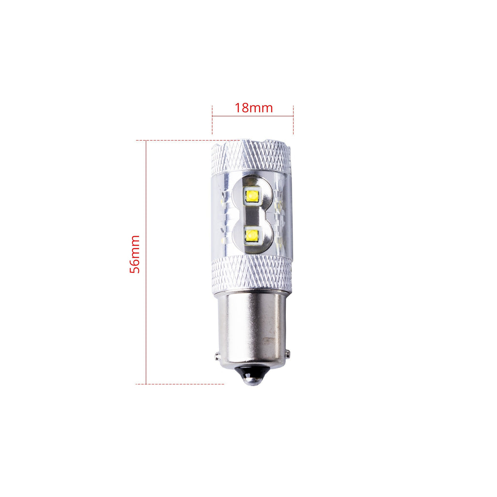 LED-lampa för bil – P21W – BA15S – 6000K – 10 LED – CREE XT-E – 2-pack