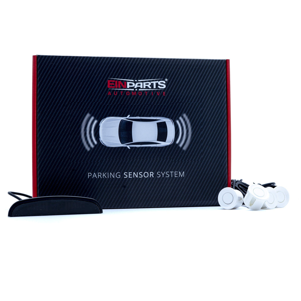Parkeringssensor med display – Vit – ultraljudssensor – 4 sensorer – 4x 2,5 m