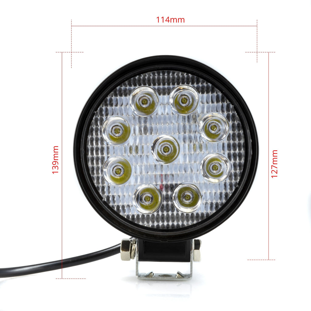 LED-arbetslampa – 27 W – 6000K – 9 LED – 2025 LM – 116 mm
