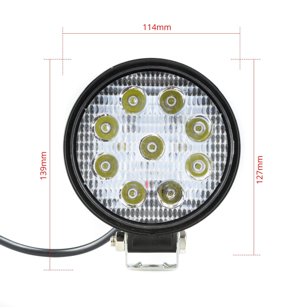 LED-arbetslampa – 27 W – 6000K – 9 LED – 2025 LM – 116 mm
