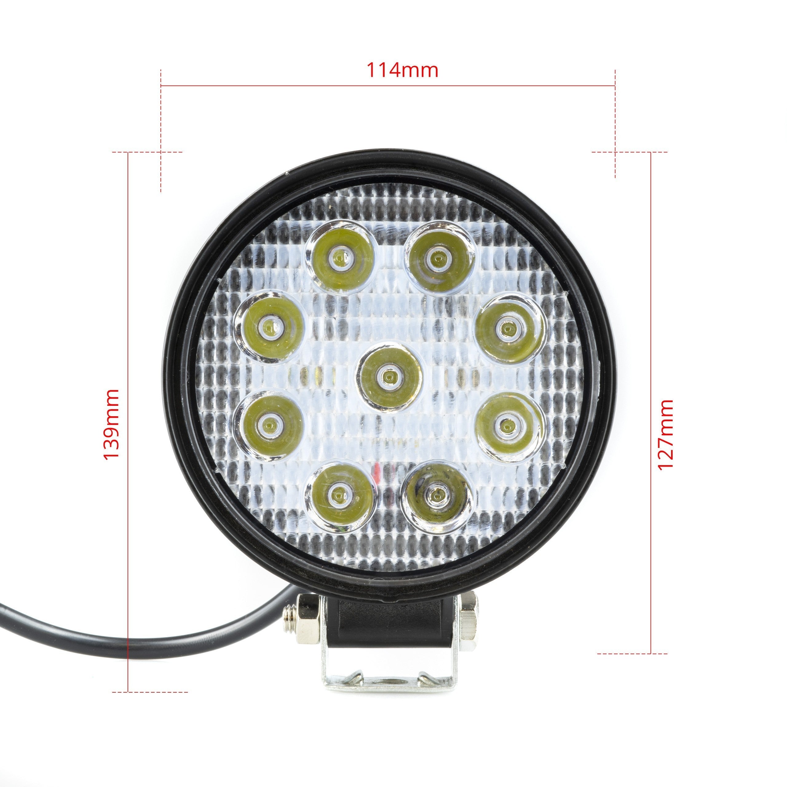 LED-arbetslampa – 27 W – 6000K – 9 LED – 2025 LM – 116 mm