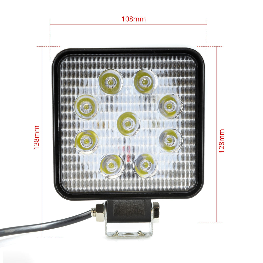 LED-arbetslampa – 27 W – 6000K – 9 LED – 2025 LM – 110 mm